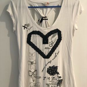 White Tee shirt size M with back cut